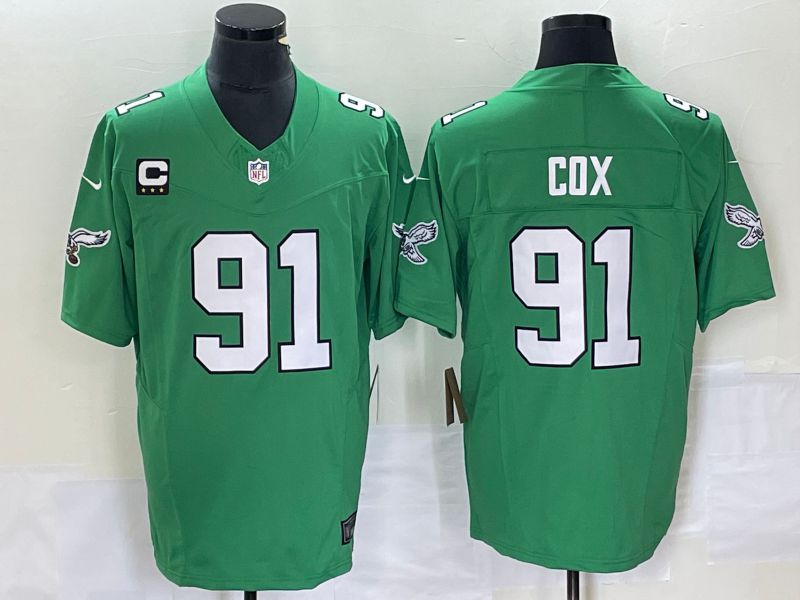 Men Philadelphia Eagles 91 Cox Green Throwback 2023 Nike Vapor Limited NFL Jerseys